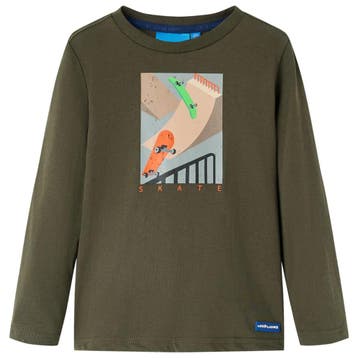 vidaXL Kindershirt met lange mouwen 128 kakikleurig, Verzenden, Nieuw