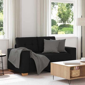 vidaXL Loveseat bank 160x77x82 cm stof zwart, Verzenden, Nieuw, Stof