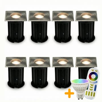 8-Stuks| LED Grondspot GU10 vierkant | Complete set, Tuin en Terras, Ophalen of Verzenden, Nieuw, 50 tot 250 watt, Spots
