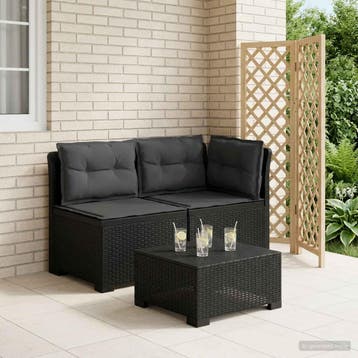 vidaXL Tweedelige Tuinbank met Kussens Rattan Look PP, Verzenden, Nieuw