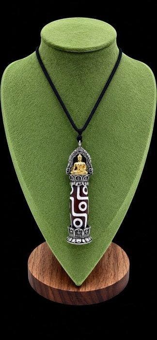 Hanger met Dzi-kraal van 9 ogen - Amulet van rijkdom en