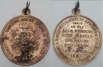 Verzilvere brons medaille 1890 Gelegenheitsmedaille Olden..., Verzenden