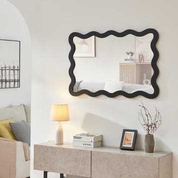 Wandspiegel Koster 90x60 cm zwart [en.casa], Huis en Inrichting, Woonaccessoires | Spiegels, Verzenden, Nieuw