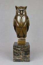 sculptuur, Large Owl - 4.7 kg - 35 cm - Gepatineerd brons
