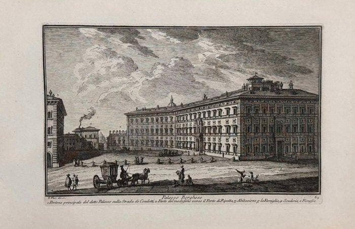 Giuseppe Vasi (1710-1782) - Palazzo Borghese, Antiek en Kunst, Antiek | Overige Antiek