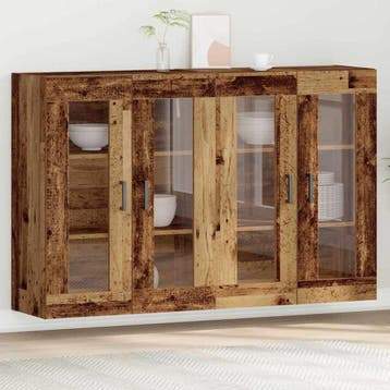 vidaXL Wandkasten 2 pcs Oud Hout 69,5 x 34 x 90 cm Bewerkt, Minder dan 50 cm, Verzenden, Nieuw, Minder dan 100 cm