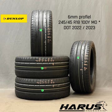 245/45/18 100Y MO* Dunlop zomerbanden 6mm profiel 4X, Auto-onderdelen, Banden en Velgen, 18 inch, Ophalen of Verzenden, Band(en)