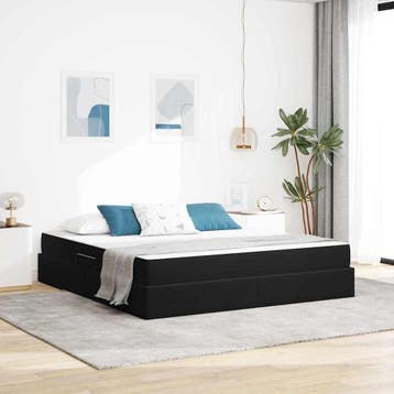vidaXL Opbergbed met matras met opslag Zwart 160 x 200 cm, Verzenden, Nieuw, Zwart, Stof