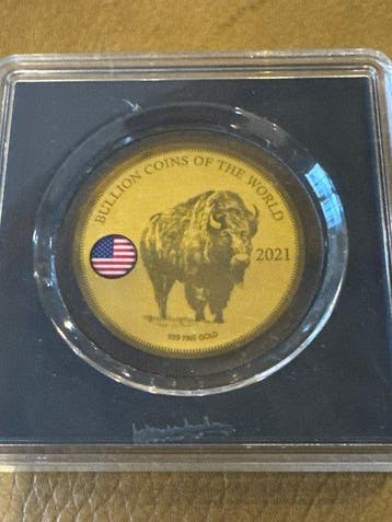 Tsjaad. 5000 Francs 2021 Buffalo, 1/200 Oz (.999) mit CoA