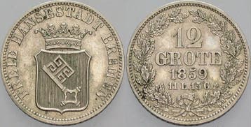 12 Grote 1859 Bremen Freie Hansestadt, Postzegels en Munten, Verzenden