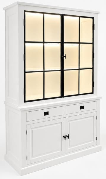 Buffetkast Soest wit met stalen deuren 150cm led verlichting, Ophalen of Verzenden, Nieuw