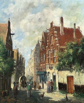 Jan van Rijsewijk (1928-1987) - Stadsgezicht, Antiek en Kunst