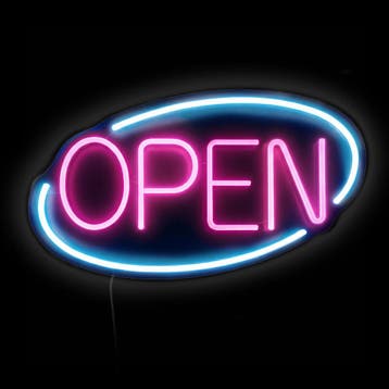 GGM Gastro | Led lichtbord - OPEN - dimbaar - Blauw/Roze - |, Verzenden, Nieuw, Bord(en)
