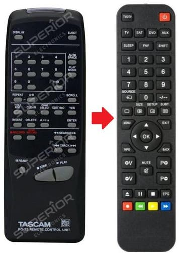 Tascam RC-32 / MD-301 / MD-350 afstandsbediening, Verzenden, Nieuw