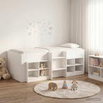 vidaXL Loft Bed Frame met Kast met plank 3 pcs Wit Bewerkt, Verzenden, Nieuw, Wit, Hout