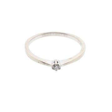 Witgouden solitair ring met diamant 0,025 ct; 14 karaat;..., Sieraden, Tassen en Uiterlijk, Gebruikt, Ophalen of Verzenden, Kleiner dan 17