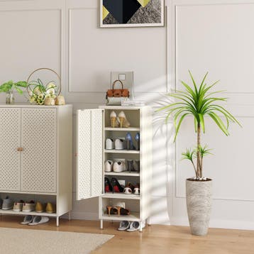Schoenenkast Coleraine met open vak 115x43x35 cm cremewit [e, Huis en Inrichting, Kasten | Schoenenkasten, Verzenden, Nieuw