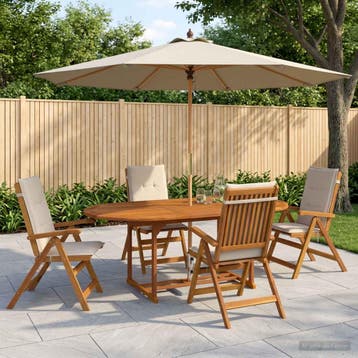vidaXL 5-delige tuin eetset Naturel Massief Acaciahout, Verzenden, Nieuw