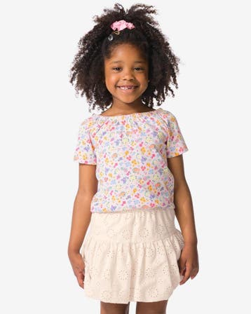 HEMA Kinder T-shirt jersey bloemen paars, Verzenden, Nieuw