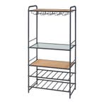 [en.casa] Wijnrek Hustadvika voor 14 flessen 120x61x33 cm zw, Verzenden, Nieuw