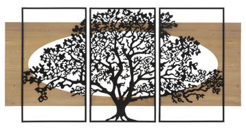 WANDPANEEL BOOM, IJZER EN HOUT SET 3 STUKS CM 176X2X90, Ophalen of Verzenden, Nieuw