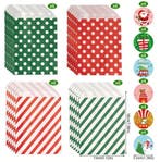 Kerst kraft papieren zakjes met stickers rood groen punt, Ophalen of Verzenden, Nieuw