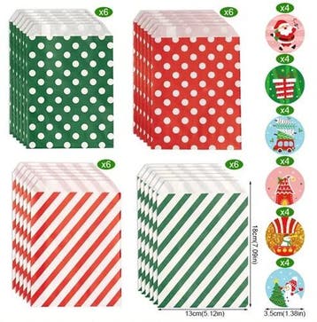 Kerst kraft papieren zakjes met stickers rood groen punt, Ophalen of Verzenden, Nieuw
