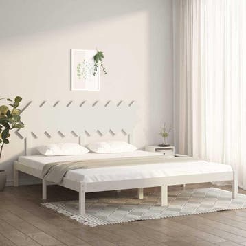 vidaXL Bedframe massief hout wit 180x200 cm, Huis en Inrichting, Eenpersoons, Verzenden, Wit, Nieuw