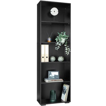 Boekenrek Lexi 5 vakken 60x30x190cm - zwart, Verzenden, Nieuw