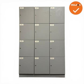 Lockerkast - zilvergrijs - 12 lockers (Kantoorkasten), Werkplek, Ophalen of Verzenden, Gebruikt, Kast