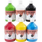 Acrylverf Glossy, primair kleuren, 6x500 ml/ 1 doos, Hobby en Vrije tijd, Nieuw