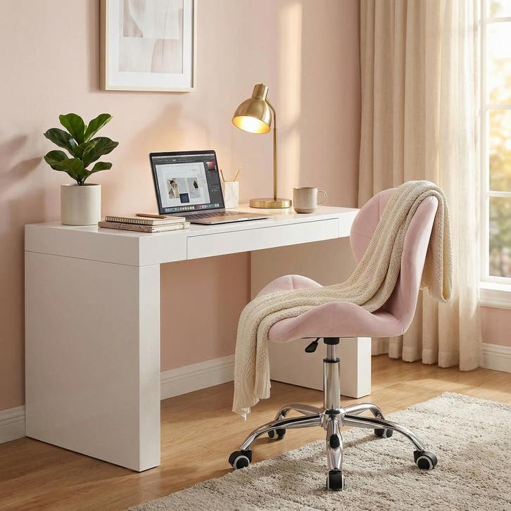 Bureaustoel Velvet Roze | Ergonomisch | Premium | OP=OP, Huis en Inrichting, Bureaustoelen, Ergonomisch, Roze, Nieuw, Bureaustoel