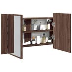 vidaXL Badkamerkast met spiegel LED 80x12x45 acryl bruin, Huis en Inrichting, Verzenden, Nieuw