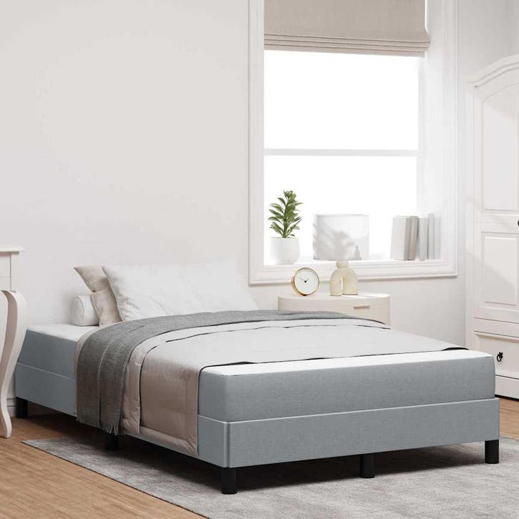 vidaXL Boxspringbed Lichtgrijs 120 x 190 cm Stof, Huis en Inrichting, Slaapkamer | Bedden, Nieuw, Stof, Verzenden