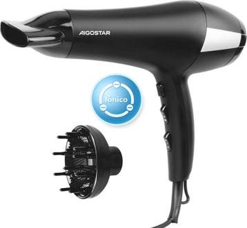 Fohn - Haardroger - Ionische Föhn - 2400W - Zwart - Aigostar, Verzenden, Zo goed als nieuw