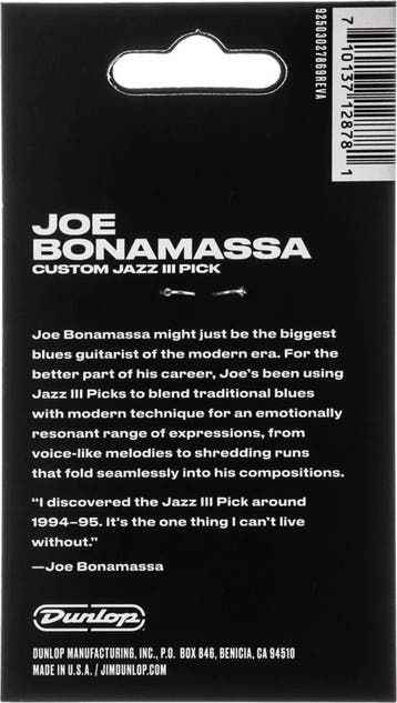 Jim Dunlop Joe Bonamassa Jazz III plectrum 1.38 mm - 6-pack, Muziek en Instrumenten, Ophalen of Verzenden, Nieuw, Elektrische gitaar