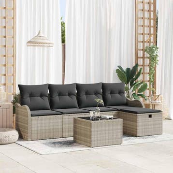 vidaXL Tuin Sofa Set 6 st Poly riet, Verzenden, Nieuw, Rotan, 6 zitplaatsen