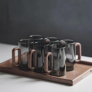 Glazen Mok met Houten Handvat - Hittebestendig & Grote Capac, Verzenden, Nieuw