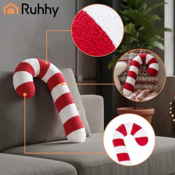 Ruhhy Zachte kerstdecoratie snoepstok – rood-wit kussen v., Diversen, Ophalen of Verzenden, Nieuw