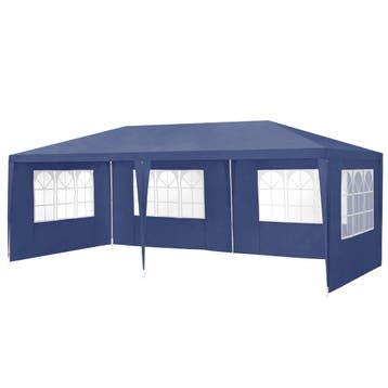 Paviljoen partytent met 6 zijwanden 6x3x2,55 m donkerblauw, Verzenden, Nieuw