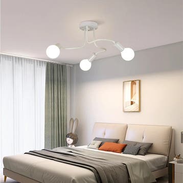 Industriële plafondlamp wit retro 3 E27, Verzenden, Nieuw