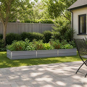 vidaXL Verhoogd Tuinbed Grijs 240 x 80 x 24 cm koudgewalst, Minder dan 30 cm, Verzenden, Nieuw, Metaal