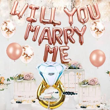 Ballonnen set Will You Marry Me rose goud 25-delig, Ophalen of Verzenden, Nieuw, Versiering, Valentijn of Romantisch