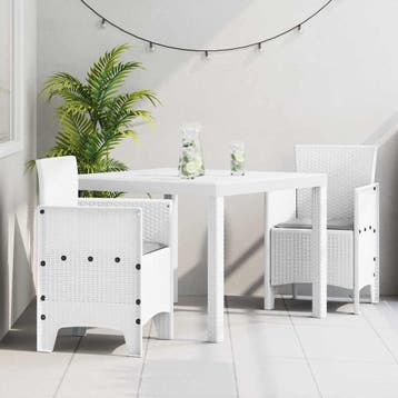 vidaXL Tuin Eetset 3 st Wit Polypropyleen, Verzenden, Nieuw, 3 zitplaatsen