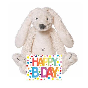 Kinder cadeau knuffel konijn - Happy Birthday - 28 cm, Verzenden, Nieuw