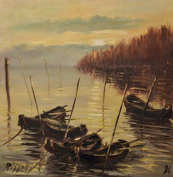 Giancarlo Pizzelli (1933-2005) - Inverno sul Po, Autenticato, Antiek en Kunst