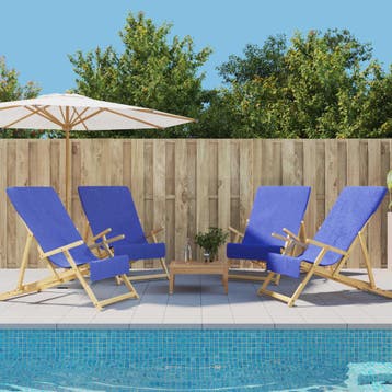 vidaXL Strandhanddoeken 4 st 400 g/m² 60x135 cm stof, Verzenden, Nieuw, Blauw