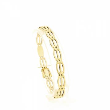 Gouden tankschakel armband | 19 cm (Schakelarmband), Ophalen of Verzenden, Gebruikt, Goud, Goud