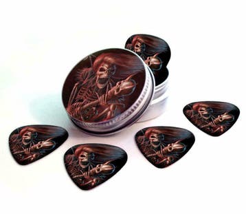 Blikje of display + plectrums van doodshoofd skeletten, Ophalen of Verzenden, Nieuw
