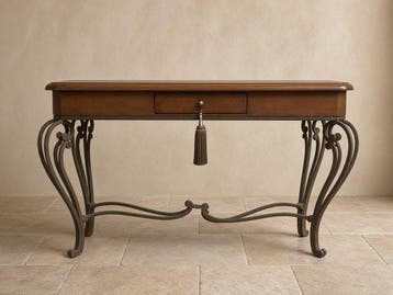 Wandtafel - Spaans neoclassicistisch lyre-bureau met leren
